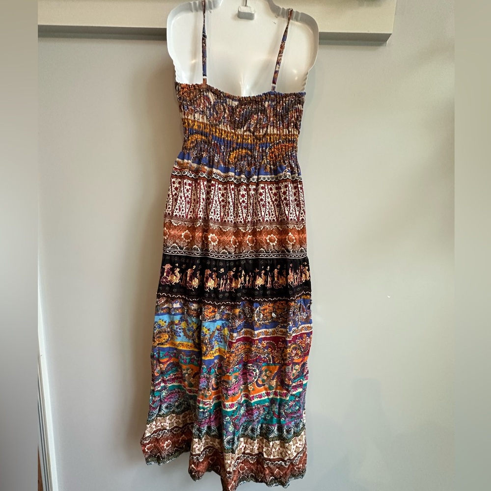 Pretty Angel linen blend boho tiered maxi dress with sparkle embellishment - Picture 2 of 9